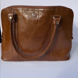 Ashwood Brown Leather Shoulder Bag with deer logo accents.